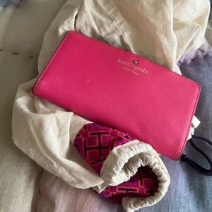 Kate Spade bright pink coated leather wallet